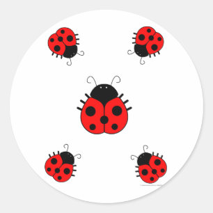Redonda Pegatina de Ladybugs