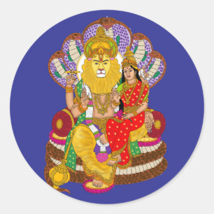 Redonda Pegatina de Lakshmi Narasimha