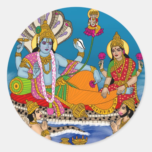 Redonda Pegatina de Lakshmi Narayan (Anverso)