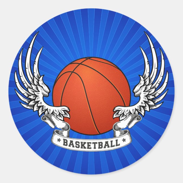 Redonda Pegatina de las Alas de Baloncesto (Anverso)