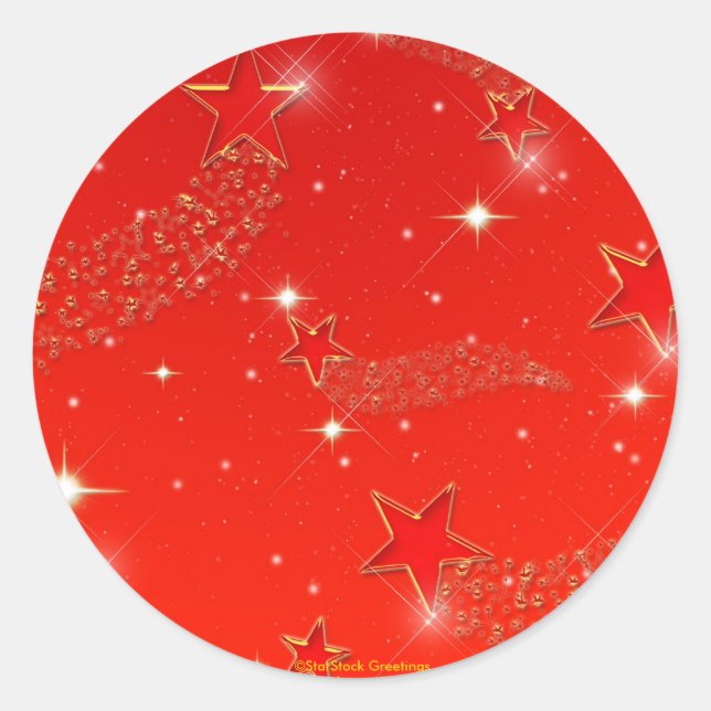 Redonda Pegatina de las Estrellas Rojas (Anverso)