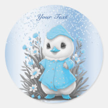 Pegatina de las flores azules del pato acuarela