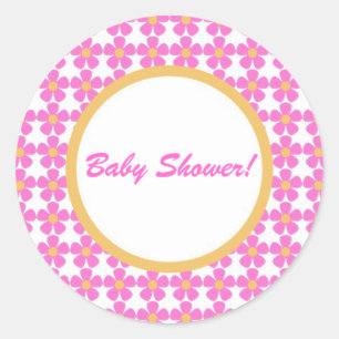 Redonda Pegatina de las flores de Baby Shower