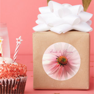 Redonda Pegatina de las flores de cono rosado