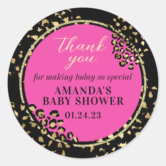 Redonda Pegatina De Las Gracias Por La Impresión De Leopar (Anverso)