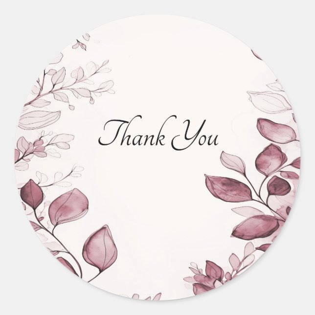 Redonda Pegatina de las hojas rojas modernas (Anverso)