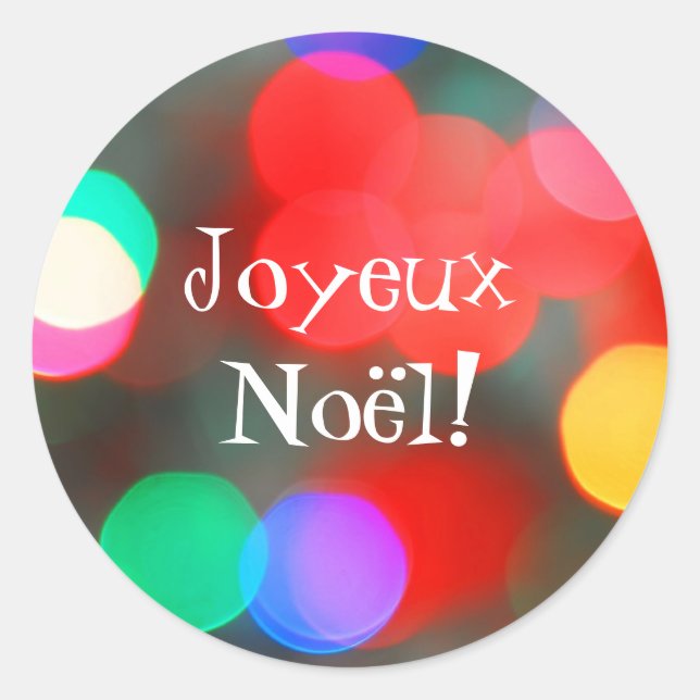 Redonda Pegatina de las luces de baile Joyeux Noël (Anverso)
