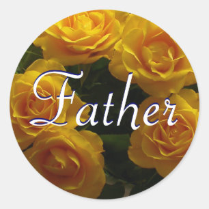 Redonda Pegatina de las rosas amarillas del padre
