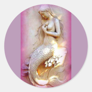 Redonda pegatina de lavender mermaid