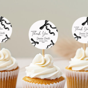 Redonda Pegatina de lazo negro de agradecimiento