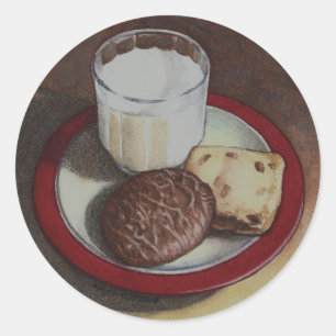 Redonda Pegatina de leche y cookies
