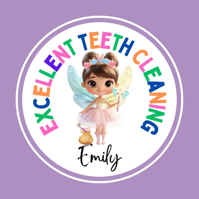 Redonda Pegatina de lechones dentarios personalizados - Pe (Excellent Teeth Cleaning Personalized Tooth Fairy Sticker)