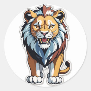 Redonda Pegatina de leones ruidosos - Desata al Rey dentro