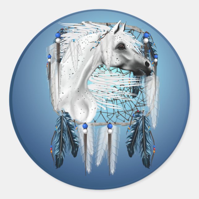 Redonda Pegatina de Leopard Appy Dream Catcher (Anverso)