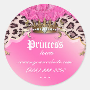 Redonda Pegatina de leopardo de la moda Jewelry Crown Pink