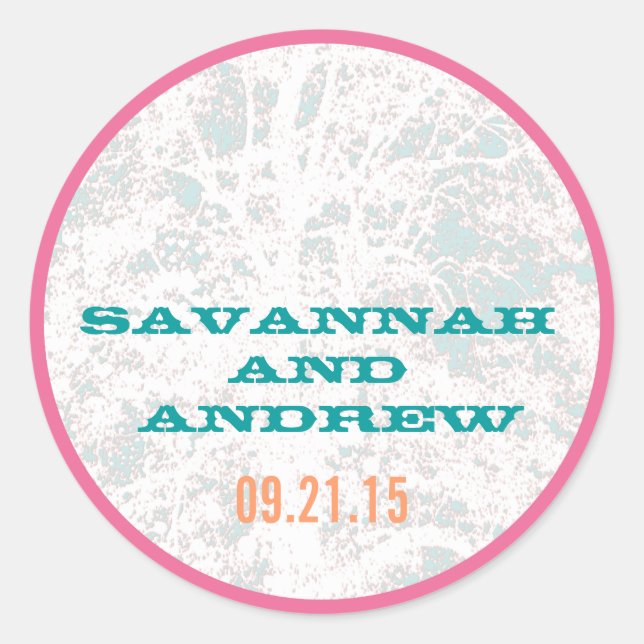 Redonda Pegatina de letras de reproducción de árbol de bir (Anverso)