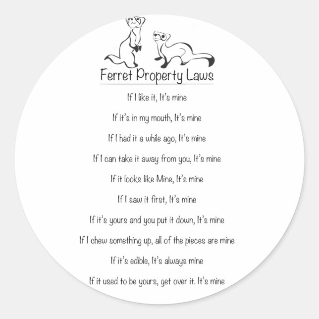 Redonda Pegatina de leyes de propiedad de Ferret (Anverso)