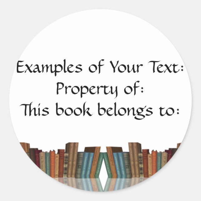 Redonda Pegatina de libros con marcos (Anverso)