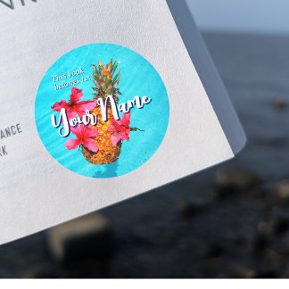 Redonda Pegatina de libros de Personalizable de piña e hib