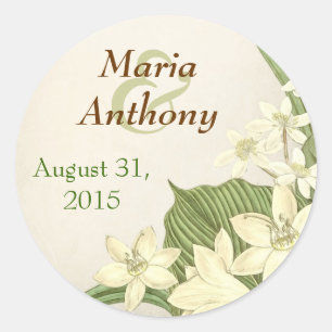 Redonda pegatina de lily boda