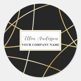 Redonda Pegatina de líneas de oro abstractas