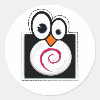 Redonda Pegatina de Linux Penguin Debian