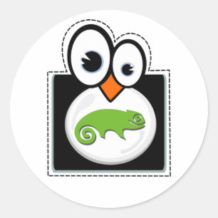 Redonda Pegatina de Linux Penguin Suse