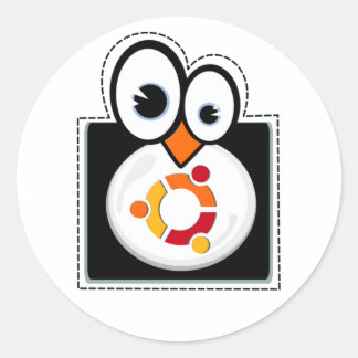 Redonda Pegatina de Linux Penguin Ubuntu
