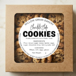 Redonda Pegatina de lista de ingredientes de galletas de l