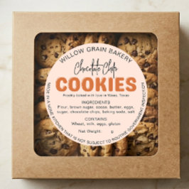 Redonda Pegatina de lista de ingredientes para galletas de
