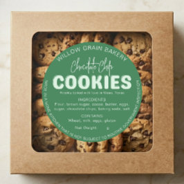 Redonda Pegatina de lista de ingredientes para galletas de