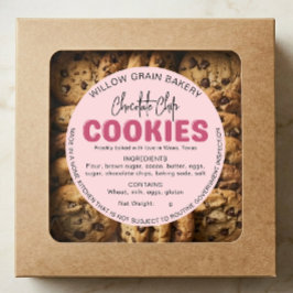 Redonda Pegatina de lista de ingredientes para galletas de