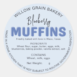 Redonda Pegatina de lista de ingredientes para muffins de 
