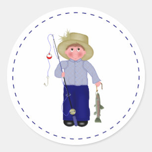 Redonda Pegatina de Little Fisherman