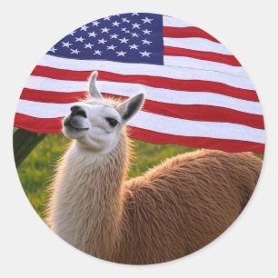 Redonda Pegatina de Llama Americana