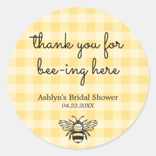 Redonda Pegatina de lluvia de novia abeja de cuadros amari