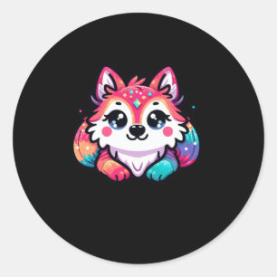 Redonda Pegatina de Lobo Cute1