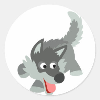 Redonda Pegatina de Lobo Personalizado curioso
