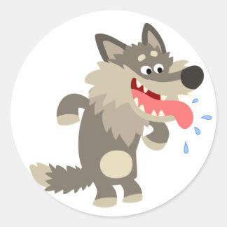 Redonda Pegatina de Lobo Personalizado Cute Famished