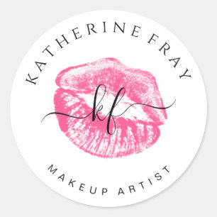 Redonda Pegatina de logotipo de artista de maquillaje simp