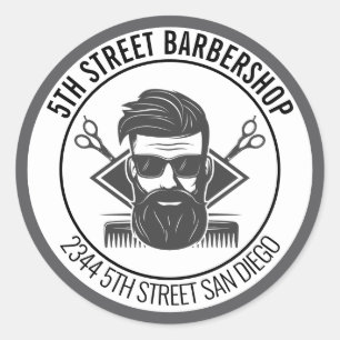 Redonda Pegatina de logotipo de barbería moderna