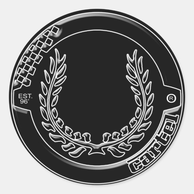 Redonda Pegatina de logotipo de cartón cromado (Anverso)