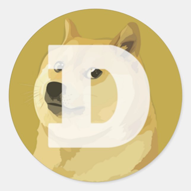 Redonda Pegatina de logotipo de Dogecoin (Anverso)