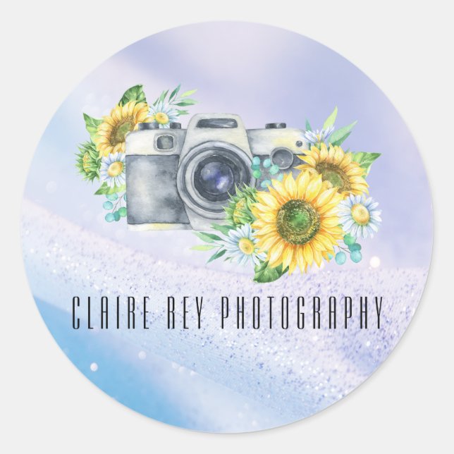 Redonda Pegatina de logotipo de fotógrafo de lujo (Anverso)