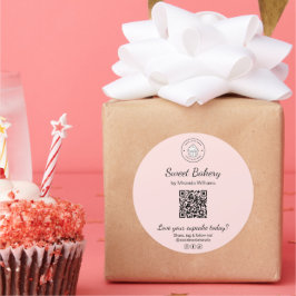 Redonda Pegatina de logotipo de panadería con código QR ro