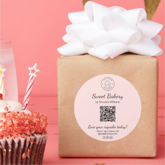 Redonda Pegatina de logotipo de panadería con código QR ro