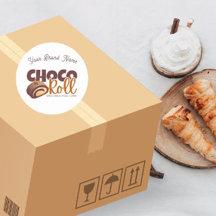 Redonda Pegatina de logotipo de panadería Sweet Choco Roll