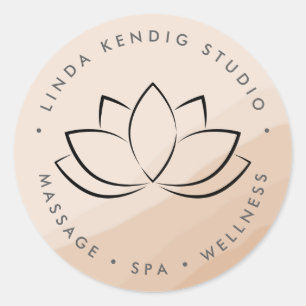 Redonda Pegatina de logotipo de terapeuta de masaje boho