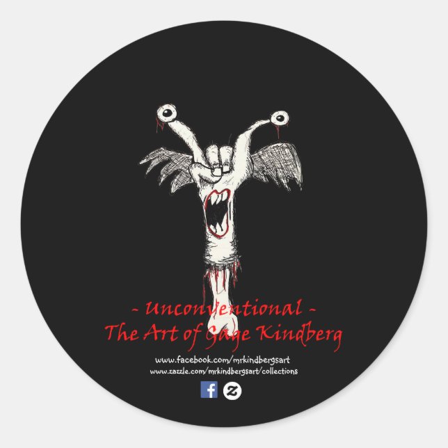 Redonda Pegatina de logotipo "no convencional" negro mate  (Anverso)