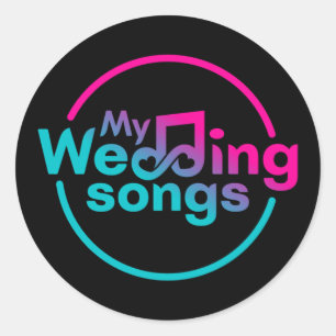 Redonda Pegatina de logotipos de canciones de mi Boda